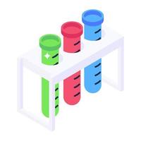 Test tubes icon in isometric design, experiment tubes vector