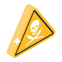 Danger sign inside a triangle, isometric icon vector