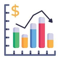 gráfico de negocios, icono plano de estadísticas vector