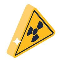 Danger sign inside a triangle, isometric icon vector