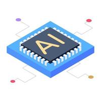 Icon of artificial intelligence, isometric vector