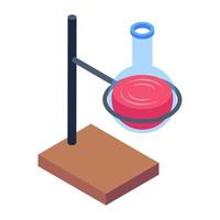 Erlenmeyer flask on a stand, isometric vector