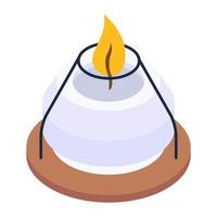 Fire burner icon, isometric vector