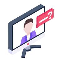 Trendy icon of online interview in isometric design vector