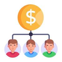 Persons connected with concept of creative team flat icon vector