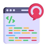 icono de código fuente web en diseño plano vector