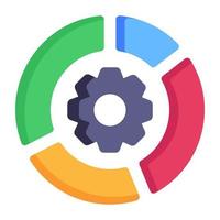 Data management flat icon, gear inside chart vector