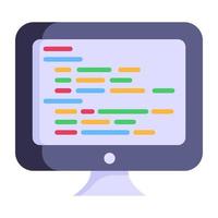 Program coding flat icon in monitor vector