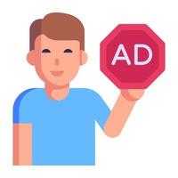 A trendy flat icon of ad blocker, editable vector