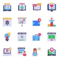 Trendy Flat Icons of SEO Optimization vector