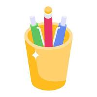 Pencil case vector, icon of stationery in editable style vector