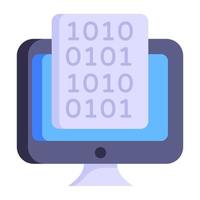 A computer language inside monitor, flat icon vector