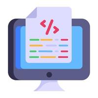 A coding document icon in flat style vector