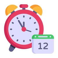 Clock with calendar, flat icon of deadline vector