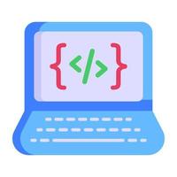 A coding document icon in flat style vector