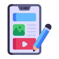 Icon of mobile content, app design flat design vector