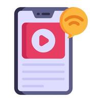 Wifi signals and mobile, concept of video streaming vector