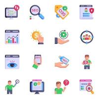 Set of SEO Services Flat Icons vector