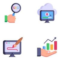 Pack of SEO Data Flat Icons vector