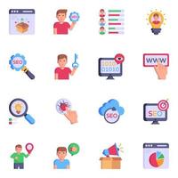 Flat Icons of SEO Web Services vector