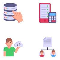 Set of Storage and Network Flat Icons vector