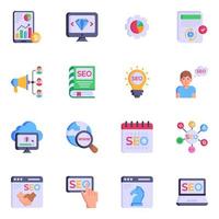 Collection of Engine Optimization Flat Icons vector