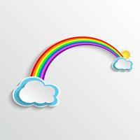 arco iris y nubes sobre fondo gris aislado vector