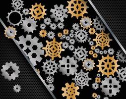 Background consisting of bright gears color golden and silver vector