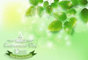 Fresh green leaves on natural background for world environment day vector