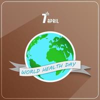 World health day concept with globe and ribbon on brown background vector