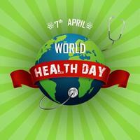 World health day concept with globe and stethoscope.Vector vector