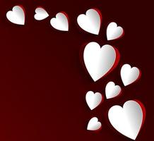 Paper hearts on dark red background vector