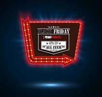 Black friday light frame retro billboard and arrow banner.vector vector