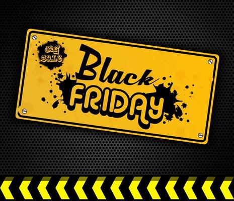 Black Friday yellow door sign.Vector