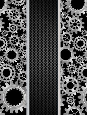 Abstract Gears banner on Black Background. Vector