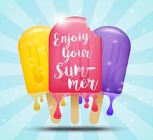 colorida barra de helado en un palo, concepto de verano vector