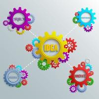 Infographics with colorful gears on the grey background.Vector vector