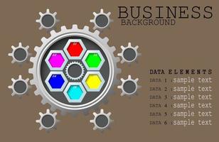 engranajes de color de concepto de fondo de negocio con elemento de datos vector