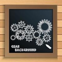 Cogs and gears mechanism written by chalk on blackboard vector