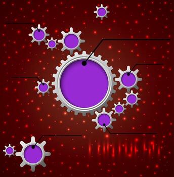 plantilla de diseño infográfico con engranajes y dientes rojo light.vector vector