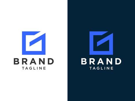 logotipo abstracto de la letra inicial g. forma de flecha geométrica azul aislada sobre fondo doble. utilizable para logotipos comerciales y de marca. elemento de plantilla de diseño de logotipo de vector plano