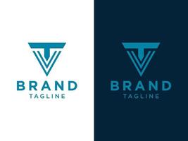 logotipo inicial simple de la letra t. estilo de personas de forma de línea geométrica azul aislado sobre fondo doble. utilizable para logotipos comerciales y de marca. elemento de plantilla de diseño de logotipo de vector plano