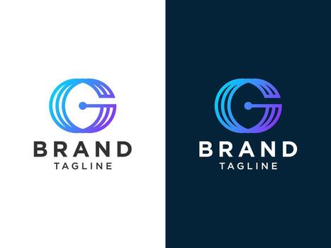Abstract Initial Letter G Logo. Blue Geometric Arrow Shape isolated on Double Background. Usable for Business and Branding Logos. Flat Vector Logo Design Template Element