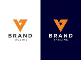 letra inicial abstracta v logo.forma geométrica naranja aislada sobre fondo doble. utilizable para logotipos comerciales y de marca. elemento de plantilla de diseño de logotipo de vector plano