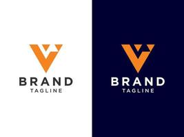 Abstract Initial Letter V Logo.Orange Geometric Shape isolated on Double Background. Usable for Business and Branding Logos. Flat Vector Logo Design Template Element