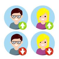 Set of avatars of man and woman in circle for social network. vector