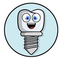 Tooth pin with happy face. Smiling cute character. Dentist element. vector