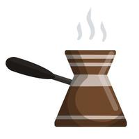 Preparation of Turkish coffee. Strong drink with caffeine. vector