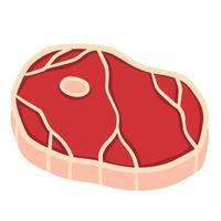 Piece of raw meat. Fresh red food with streaks and fat. vector