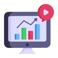 Video analytics flat icon is up for premium use vector